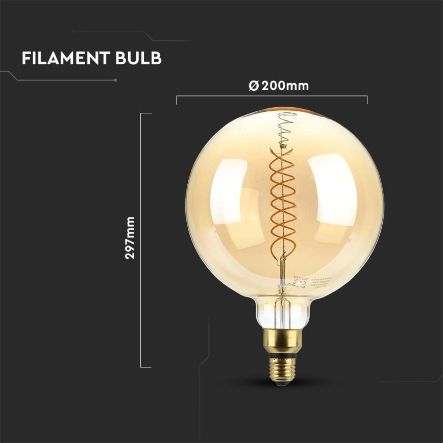 Светодиодная лампочка с регулированием яркости FILAMENT G200 E27/8W/230V 1800K