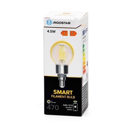 Светодиодная лампочка с регулированием яркости FILAMENT G45 E14/4,5W/230V 2700-6500K Wi-Fi - Aigostar