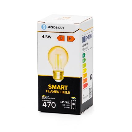Светодиодная лампочка с регулированием яркости FILAMENT G45 E27/4,5W/230V 2700-6500K Wi-Fi - Aigostar