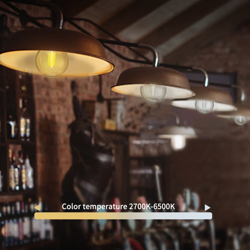 Светодиодная лампочка с регулированием яркости FILAMENT G45 E27/4,5W/230V 2700-6500K Wi-Fi - Aigostar