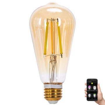 Светодиодная лампочка с регулированием яркости FILAMENT MESH Smart ST64 E27/6W/230V 2700-6500K - Aigostar