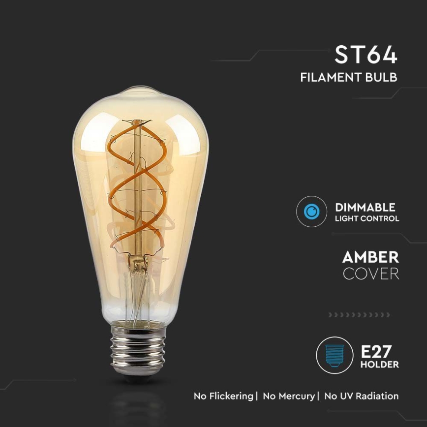 Светодиодная лампочка с регулированием яркости FILAMENT ST64 E27/4,8W/230V 1800K