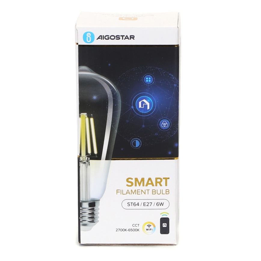 Светодиодная лампочка с регулированием яркости FILAMENT ST64 E27/6W/230V 2700-6500K Wi-Fi - Aigostar