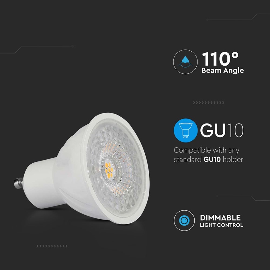 Светодиодная лампочка с регулированием яркости GU10/6W/230V 4000K 110°
