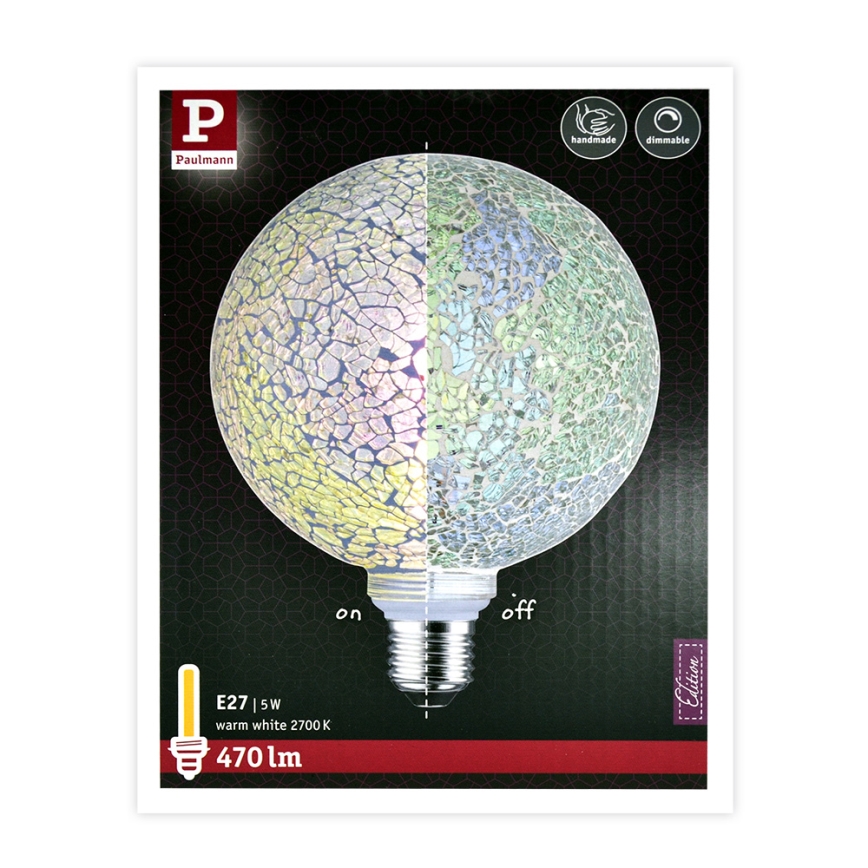 Светодиодная лампочка с регулированием яркости MOSAIC G125 E27/5W/230V 2700K - Paulmann 28745