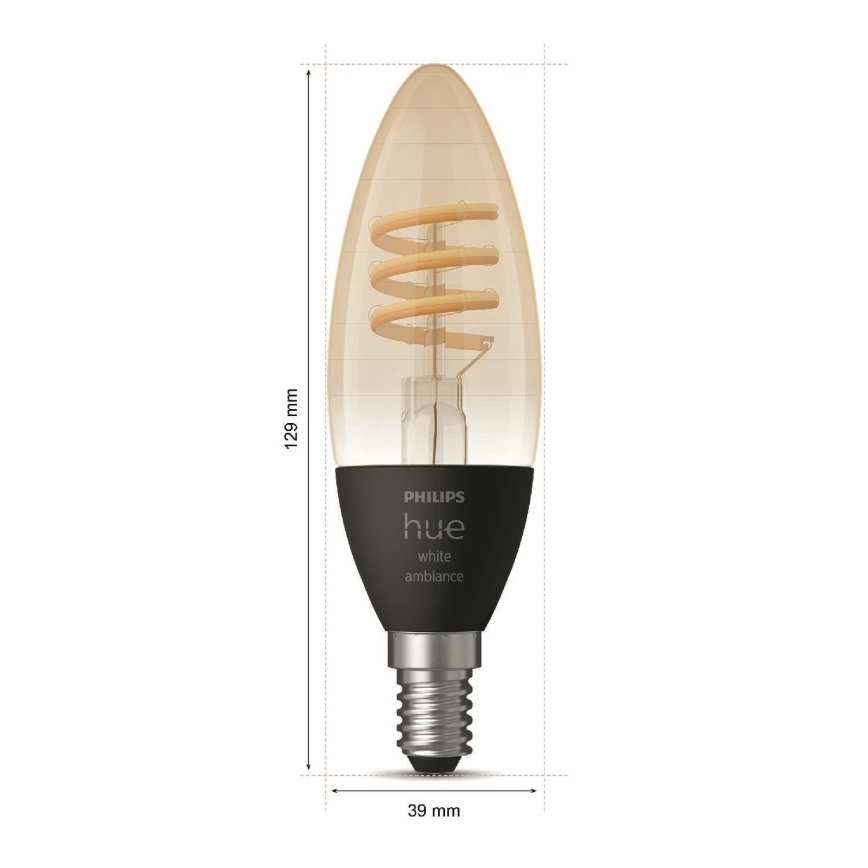 Светодиодная лампочка с регулированием яркости Philips Hue WHITE AMBIANCE E14/4,6W/230V 2200-4500K