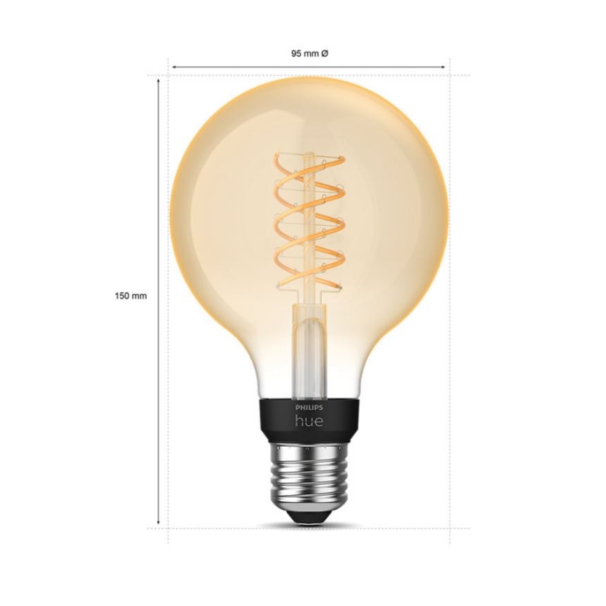 Светодиодная лампочка с регулированием яркости Philips Hue WHITE FILAMENT G93 E27/7,2W/230V 2100K