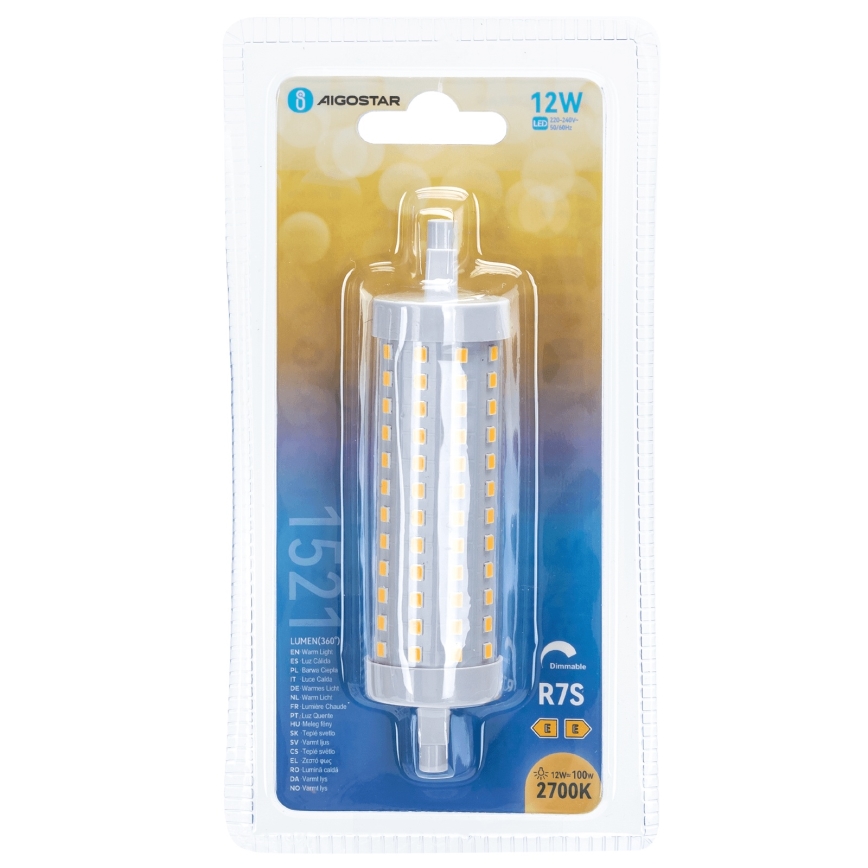 Светодиодная лампочка с регулированием яркости R7s/12W/230V 2700K - Aigostar