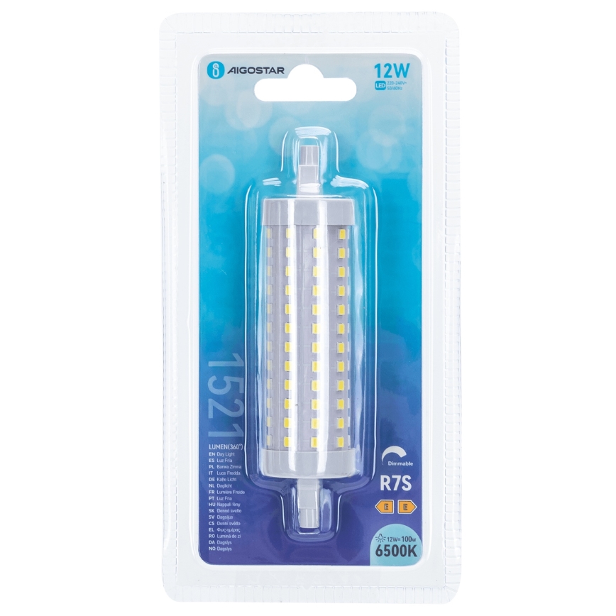 Светодиодная лампочка с регулированием яркости R7s/12W/230V 6500K - Aigostar