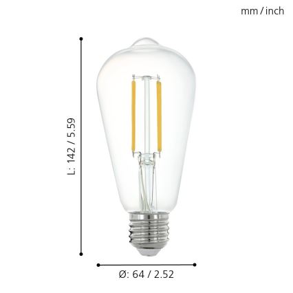 Светодиодная лампочка с регулированием яркости E27/6W/230V 2700K - Eglo