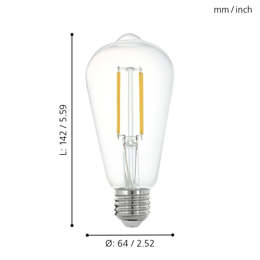 Светодиодная лампочка с регулированием яркости E27/6W/230V 2700K - Eglo