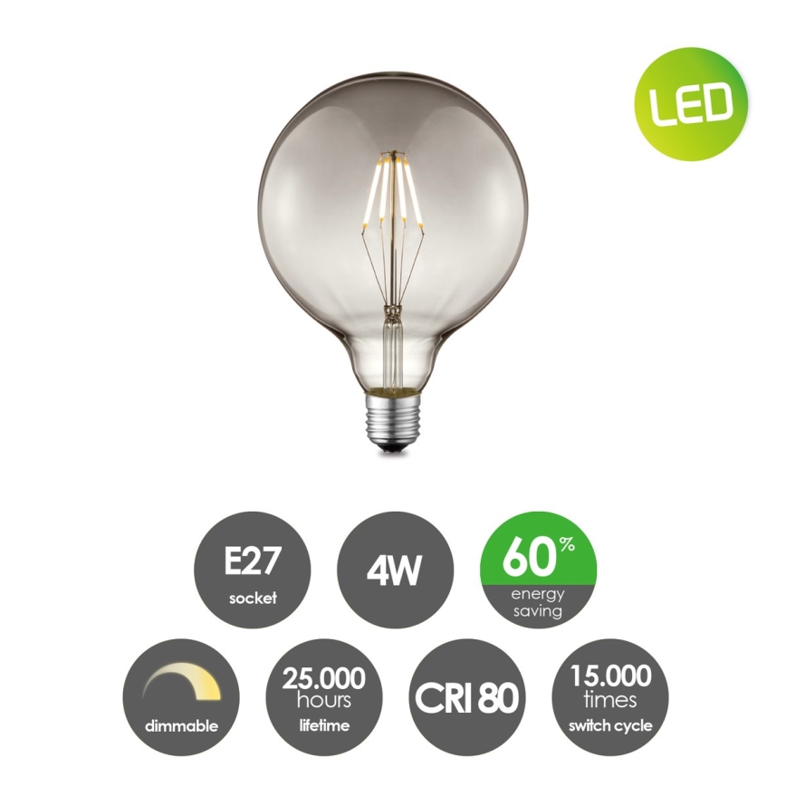 Светодиодная лампочка с регулированием яркости VINTAGE EDISON G125 E27/4W/230V 2700K