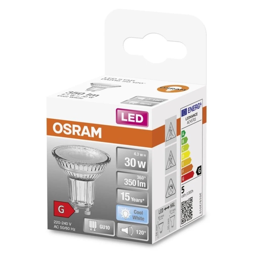 Светодиодная лампочка STAR PAR16 GU10/4,3W/230V 4000K 120° - Osram