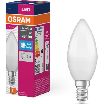 Светодиодная лампочка VALUE B40 E14/4,9W/230V 6500K - Osram