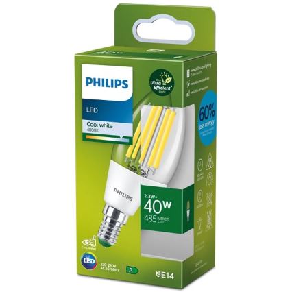Светодиодная лампочка VINTAGE Philips B35 E14/2,3W/230V 4000K