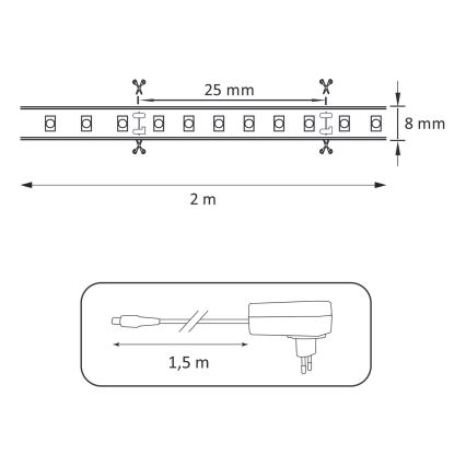 Светодиодная лента LED/18W/12V 2 м 4000K IP65