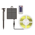 Светодиодная лента на солнечной батарее с регулированием яркости LED/1,2W/3,7V 4000K IP67 5 м + дистанционное управление