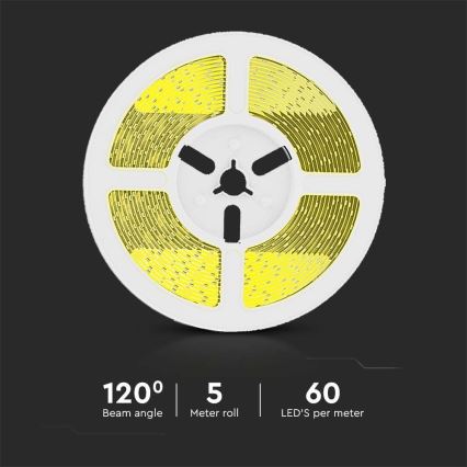 Светодиодная лента на солнечной батарее с регулированием яркости LED/1,2W/3,7V 4000K IP67 5 м + дистанционное управление