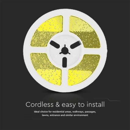 Светодиодная лента на солнечной батарее с регулированием яркости LED/1,2W/3,7V 4000K IP67 5 м + дистанционное управление