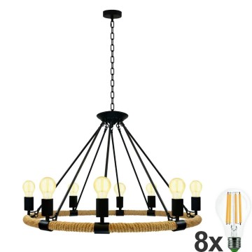 Светодиодная люстра на цепи ROPE ARTHUR 8xE27/6W/230V