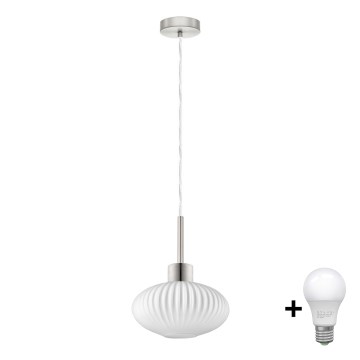Светодиодная люстра на подвесе HARMA 1xE27/60W/230V диаметр 25 см матовый хром/белый