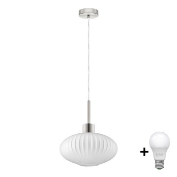 Светодиодная люстра на подвесе HARMA 1xE27/60W/230V диаметр 30 см матовый хром/белый