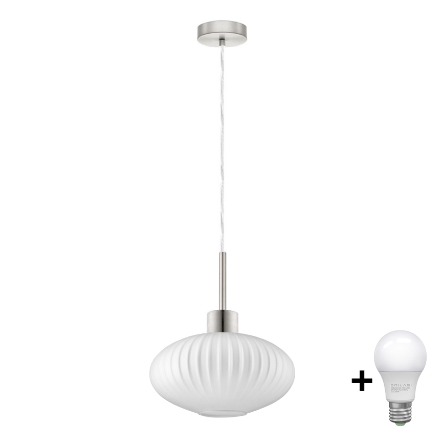Светодиодная люстра на подвесе HARMA 1xE27/60W/230V диаметр 30 см матовый хром/белый