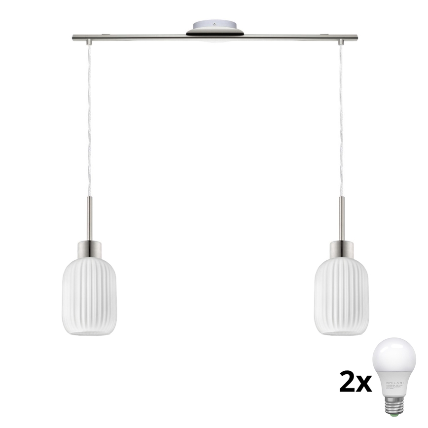 Светодиодная люстра на подвесе HARMA 2xE27/60W/230V матовый хром/белый