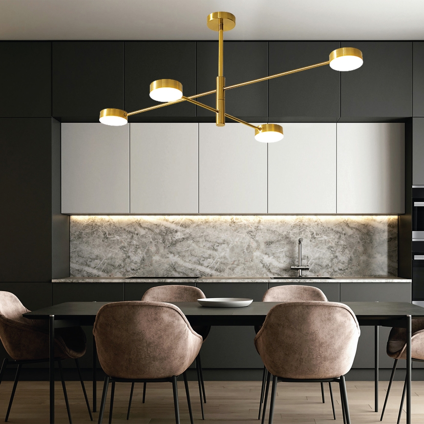 Светодиодная люстра на штанге 4xLED/12W/230V 4000K золотистый