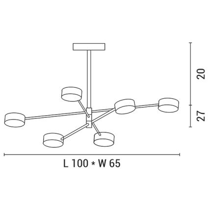 Светодиодная люстра на штанге LED/30W/230V 3000K золотистый