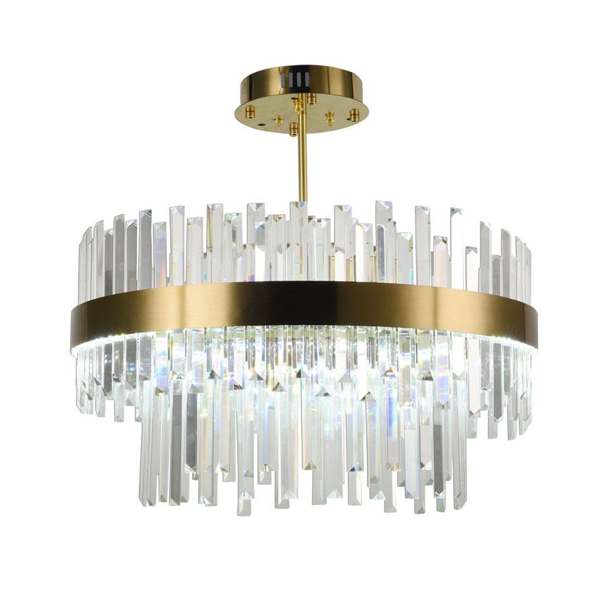 Светодиодная хрустальная люстра на штанге с регулированием яркости LED/80W/230V 3000-6500K золотистый + дистанционное управление
