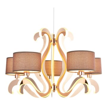 Светодиодная люстра на тросе AMBROSIA 5xE14/40W/230V + LED/43W медная