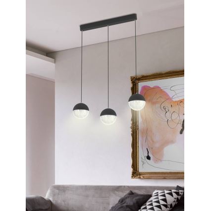 Светодиодная люстра на тросе FURNI 3xLED/5W/230V черная