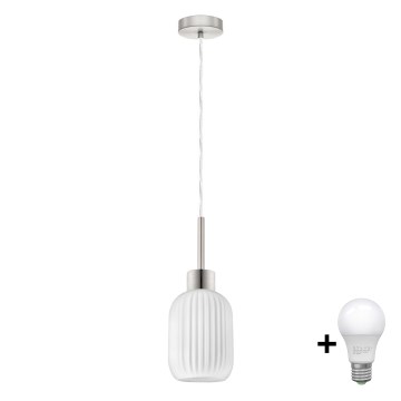 Светодиодная люстра на тросе HARMA 1xE27/60W/230V диаметром 14 см матовый хром/белый