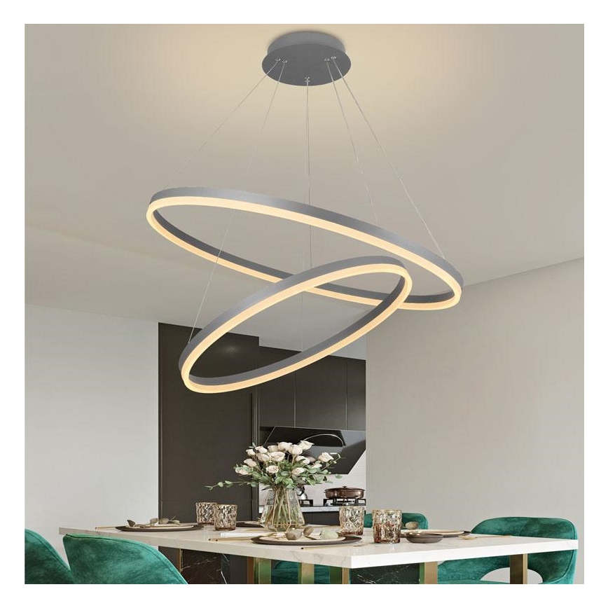 Светодиодная регулируемая люстра на тросе LED/100Вт/230В 3000-6500К диаметр 80 см + пульт дистанционного управления