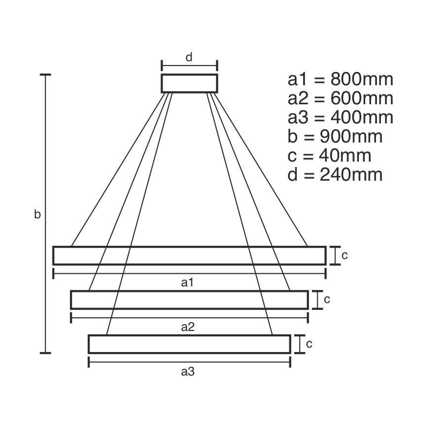 Светодиодная регулируемая люстра на тросе LED/125 Вт/230 В 3000-6500K диам. 80 см + пульт дистанционного управления