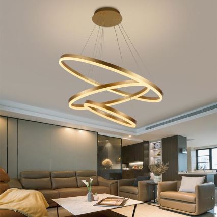Светодиодная регулируемая люстра на тросе LED/125 Вт/230 В 3000-6500K диам. 80 см + пульт дистанционного управления