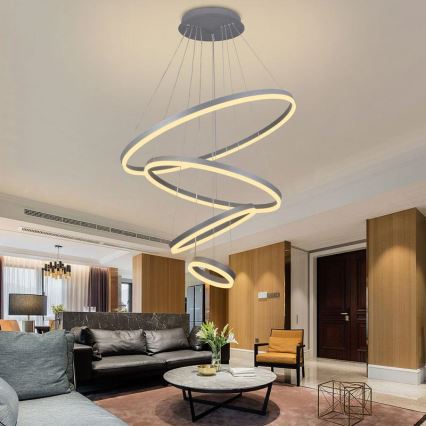 Светодиодная регулируемая люстра на тросе LED/165Вт/230В 3000-6500K диаметр 80 см + пульт дистанционного управления
