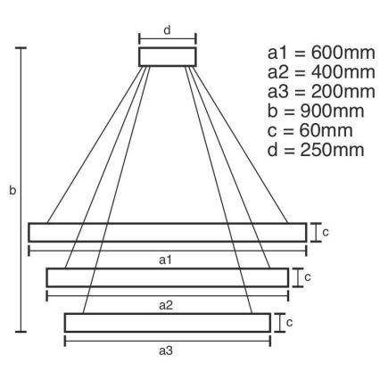 Светодиодная регулируемая люстра на тросе LED/165Вт/230В 3000-6500K диаметр 60 см + пульт дистанционного управления