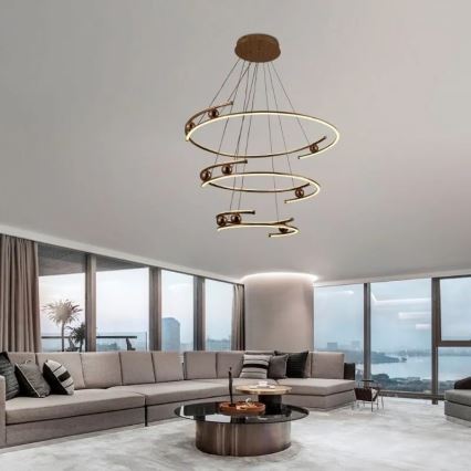 Светодиодная регулируемая люстра на тросе LED/170W/230V 3000-6500K диаметр 80 см + пульт дистанционного управления