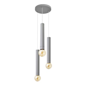 Светодиодная люстра на тросе TUBA 3xE27/15W/230V серая