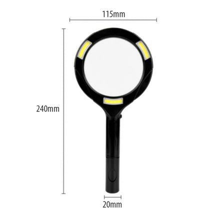 Светодиодная лупа с 3× увеличением и подсветкой LED/3W/2xAA, класс защиты IP22