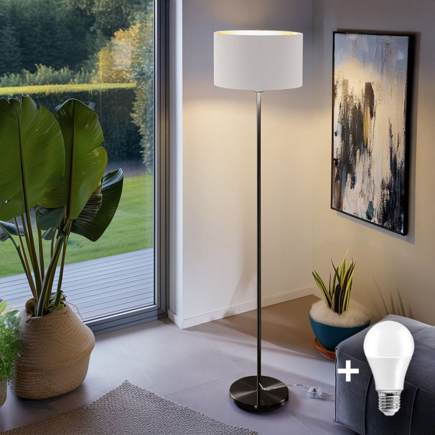 Светодиодная напольная лампа TUNJA 1xE27/20W/230V, диаметр 38 см, черный/белый