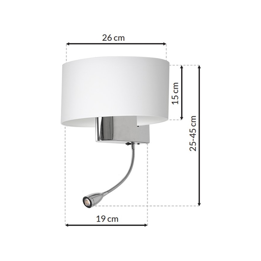Светодиодная настенная лампа CASINO 1xE27/60W/230V + LED/1W/230V белый