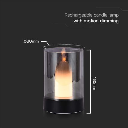 Светодиодная настольная аккумуляторная лампа с регулированием яркости LED/2W/5V 3000K 2400 mAh черный