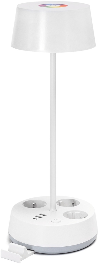 Светодиодная настольная лампа Aigostar RGBW с dimmer, розетками и USB, 4,6 Вт, 230 В, 3000/4000/6500K, белая