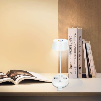 Светодиодная настольная лампа Aigostar RGBW с dimmer, розетками и USB, 4,6 Вт, 230 В, 3000/4000/6500K, белая