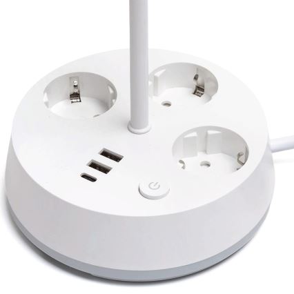 Светодиодная настольная лампа Aigostar RGBW с dimmer, розетками и USB, 4,6 Вт, 230 В, 3000/4000/6500K, белая