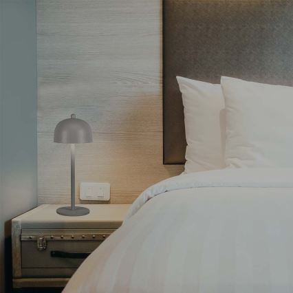 Светодиодная сенсорная настольная лампа с регулируемой яркостью, аккумуляторная LED/1Вт/5В 3000-6000K 1800 мАч, серая