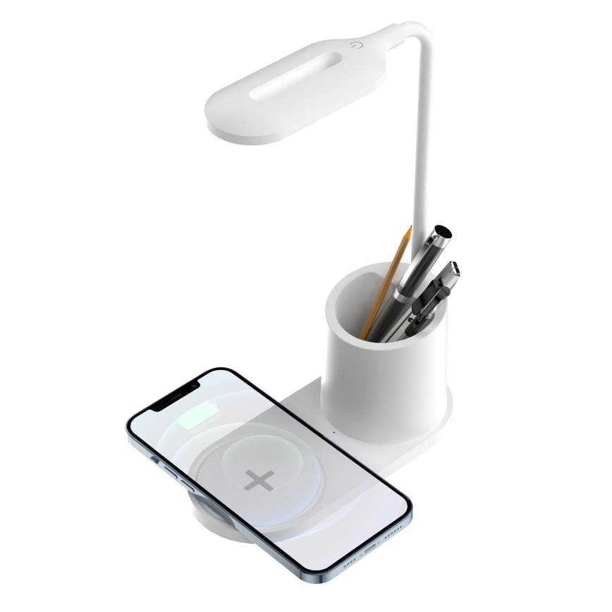 Светодиодная настольная лампа с беспроводной зарядкой LED/3W/5V белая